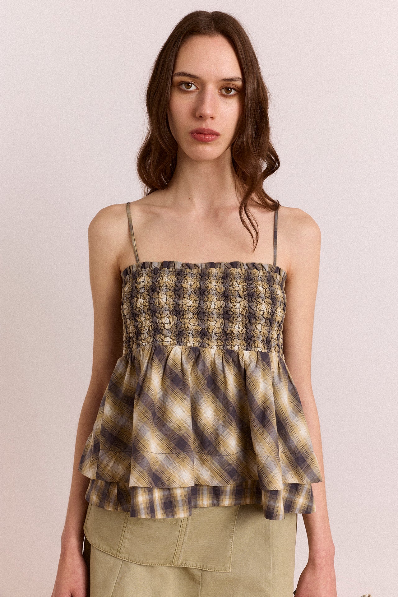 1115-azalea-cami-cardamon-mix-check-1.jpg Azalea Cami - Cardamon Mix Check