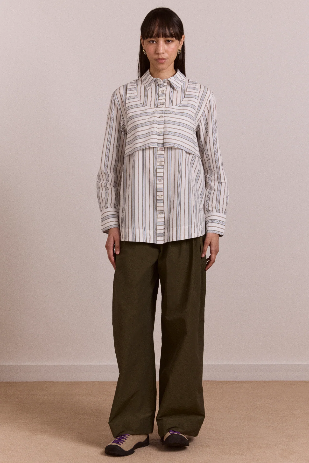 Valeria Double Layer Shirt - Caraway Stripe