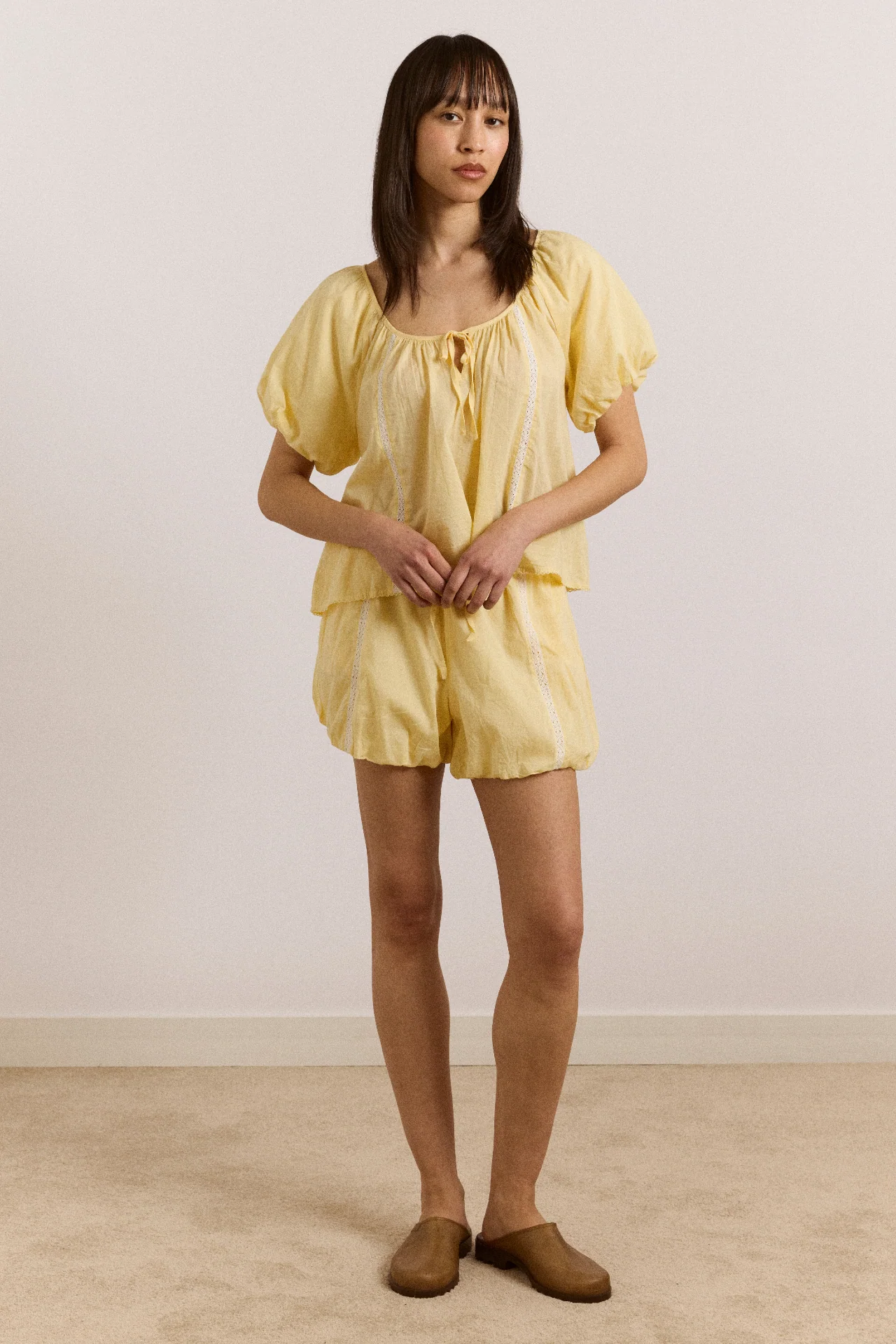 Maura Lace Trim Top - Butter