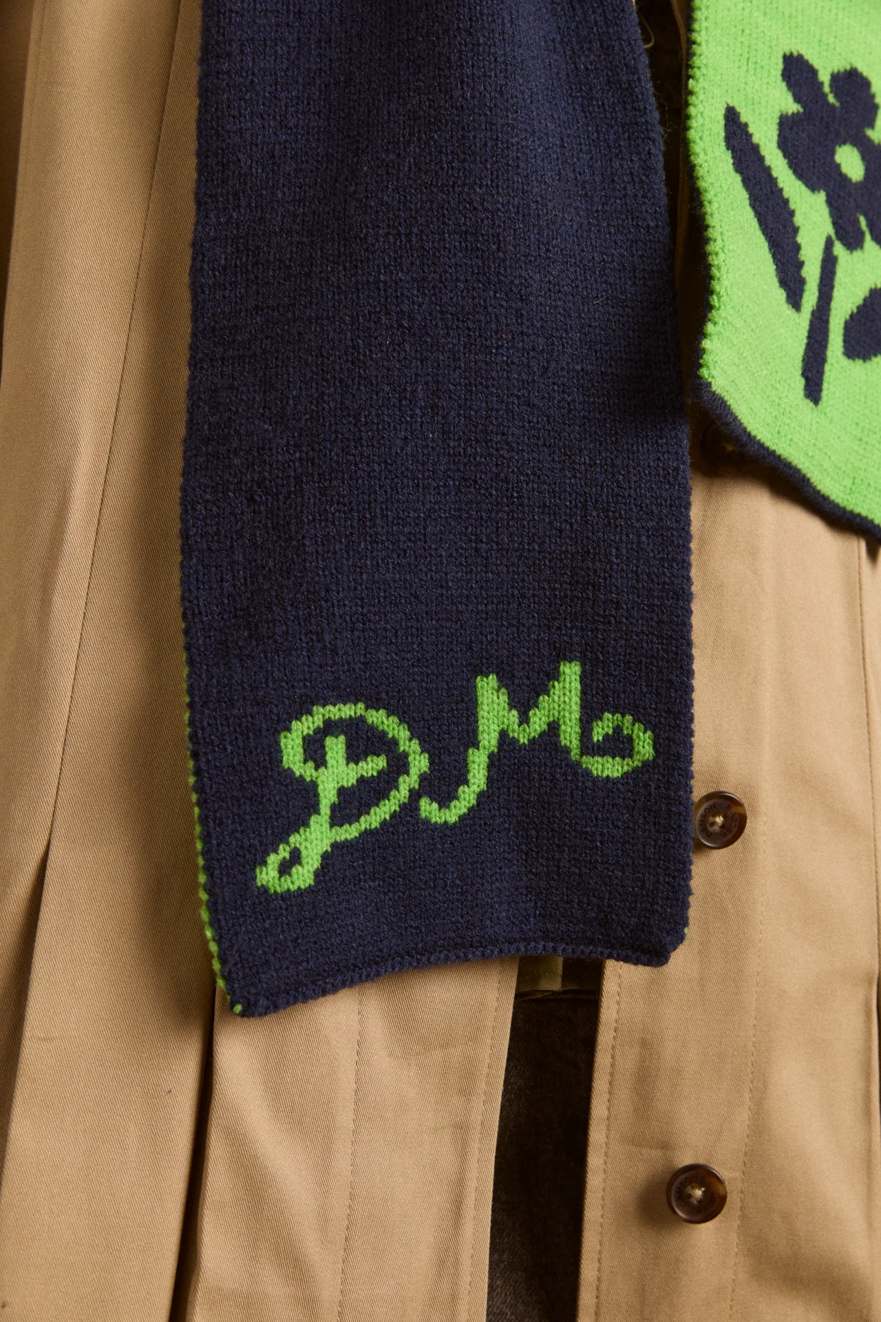 Dm Reversible Jacquard Scarf - Lime & Blue