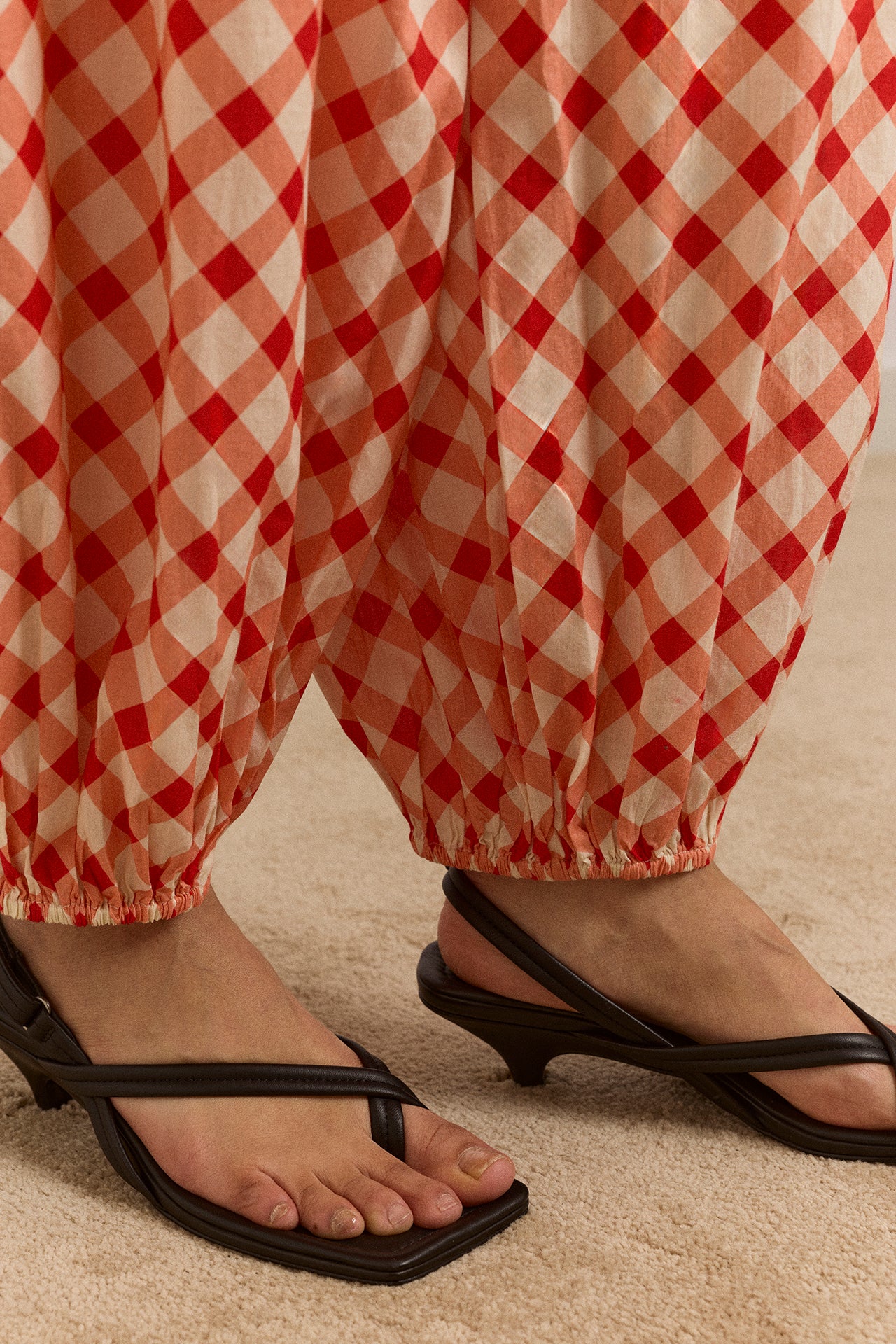 Fernanda Sheer Trousers - Red Gingham
