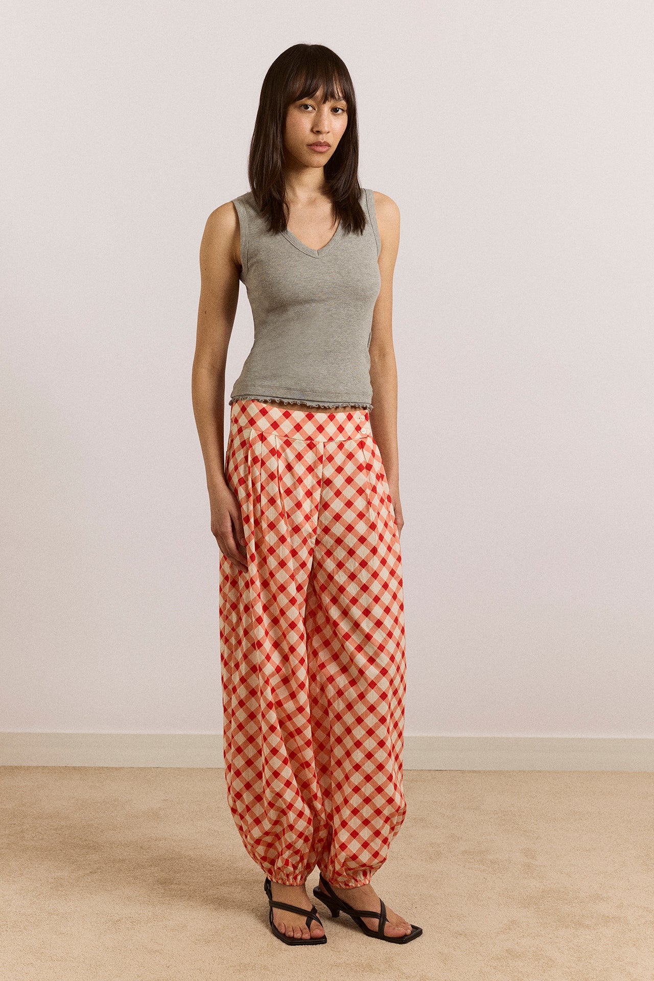 Fernanda Sheer Trousers - Red Gingham