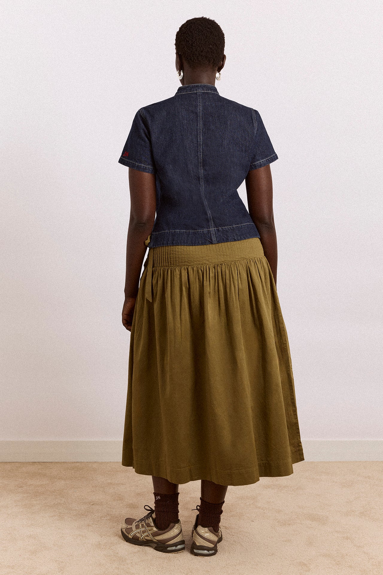 1675-josie-midi-skirt-olive-cotton-satin-7.jpg Josie Midi Skirt - Olive Cotton Satin
