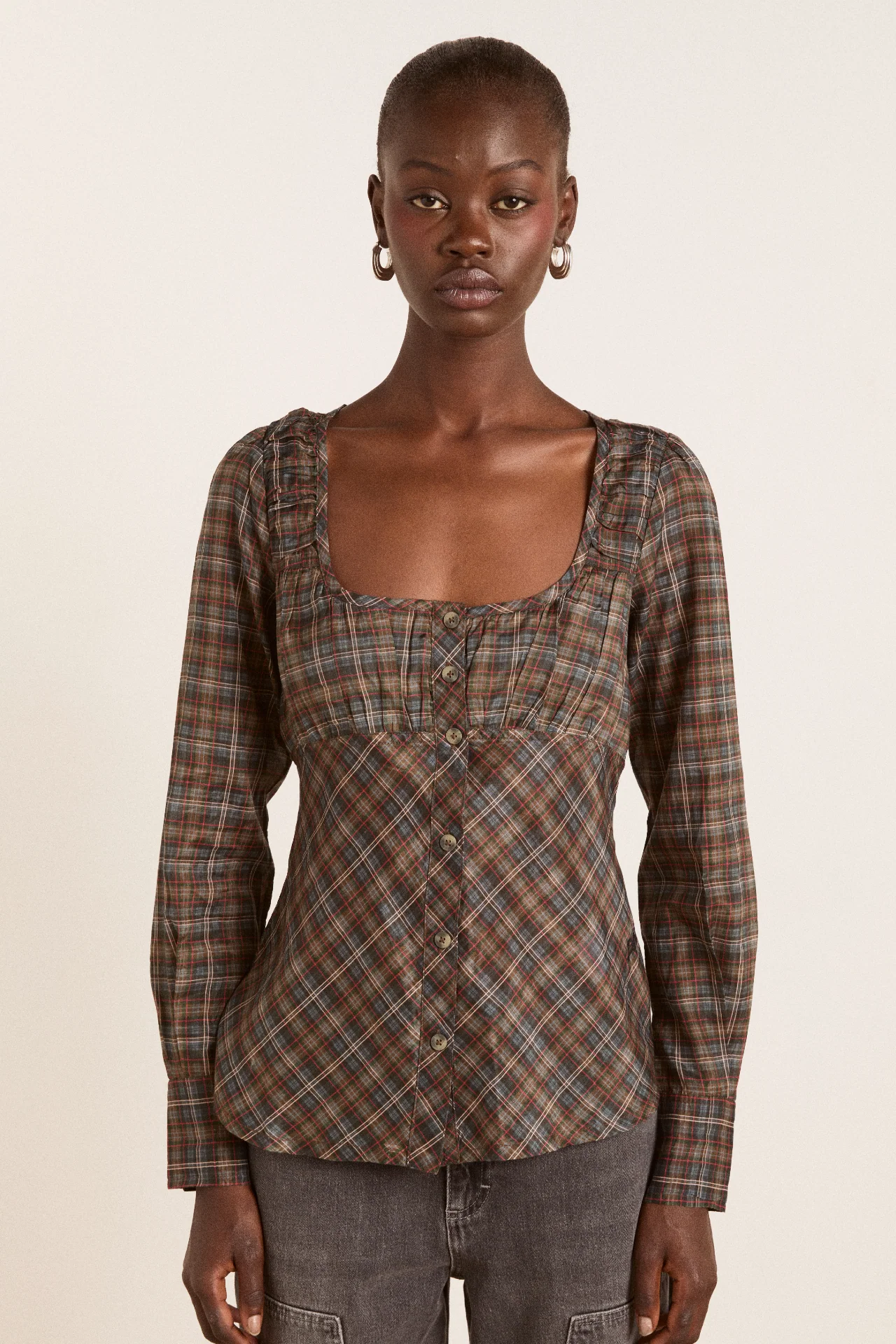Lemi Sheer Blouse - Multi Check