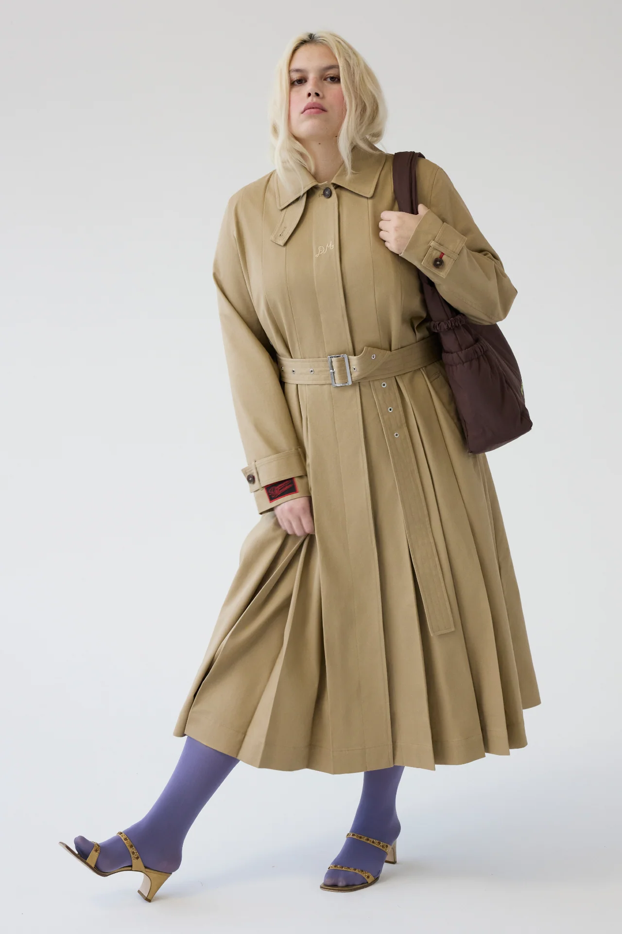Sofia Pleated Trench - Light Stone