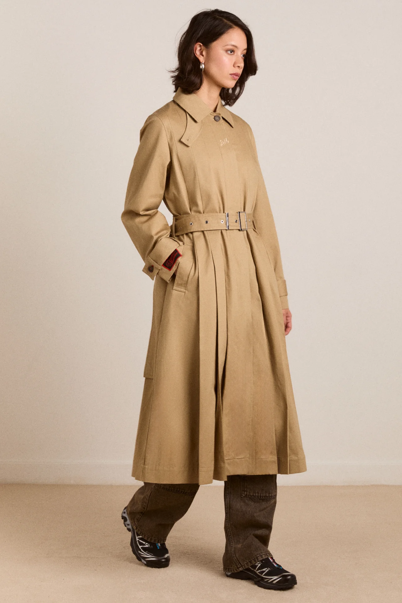 Sofia Pleated Trench - Light Stone