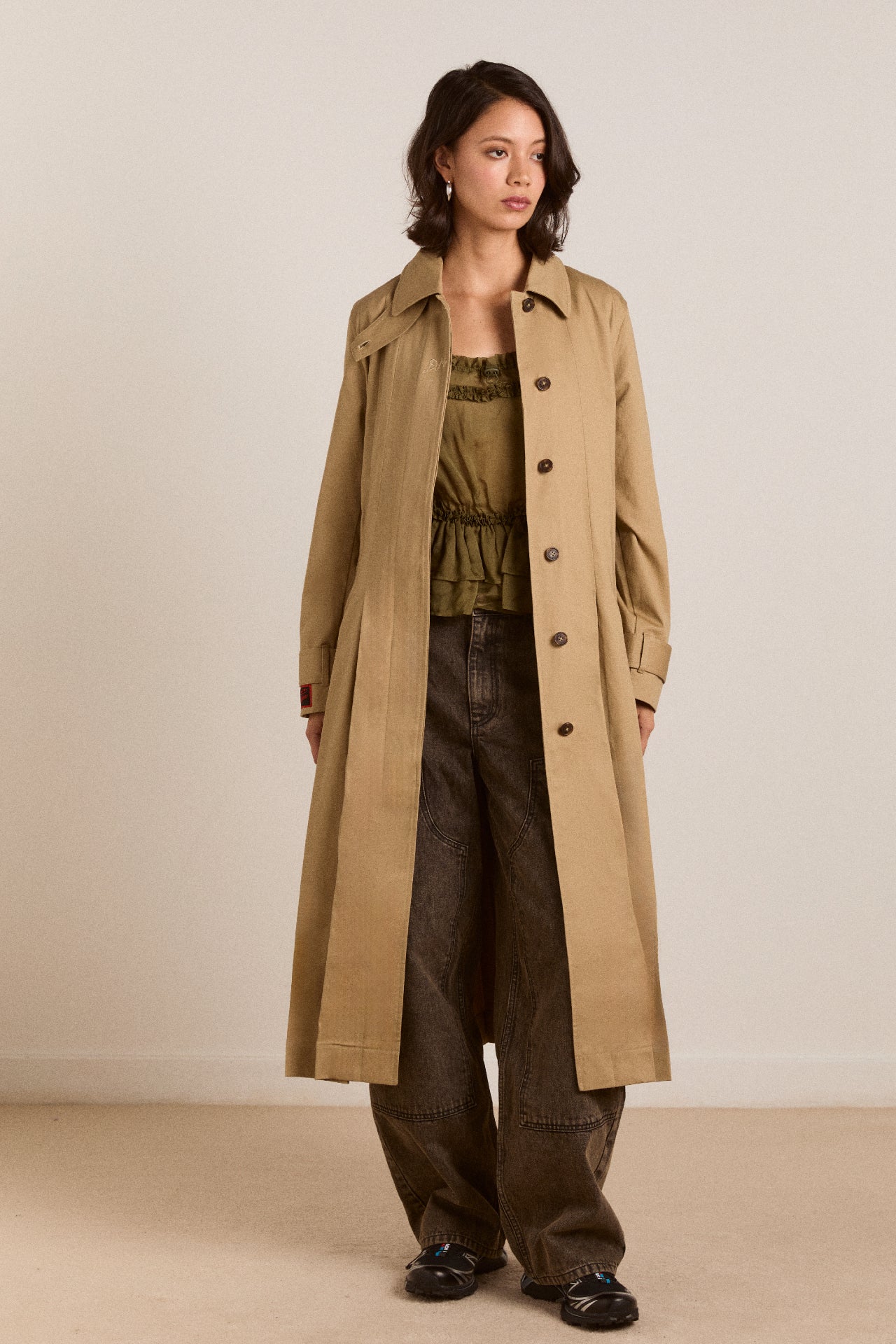 Sofia Pleated Trench - Light Stone