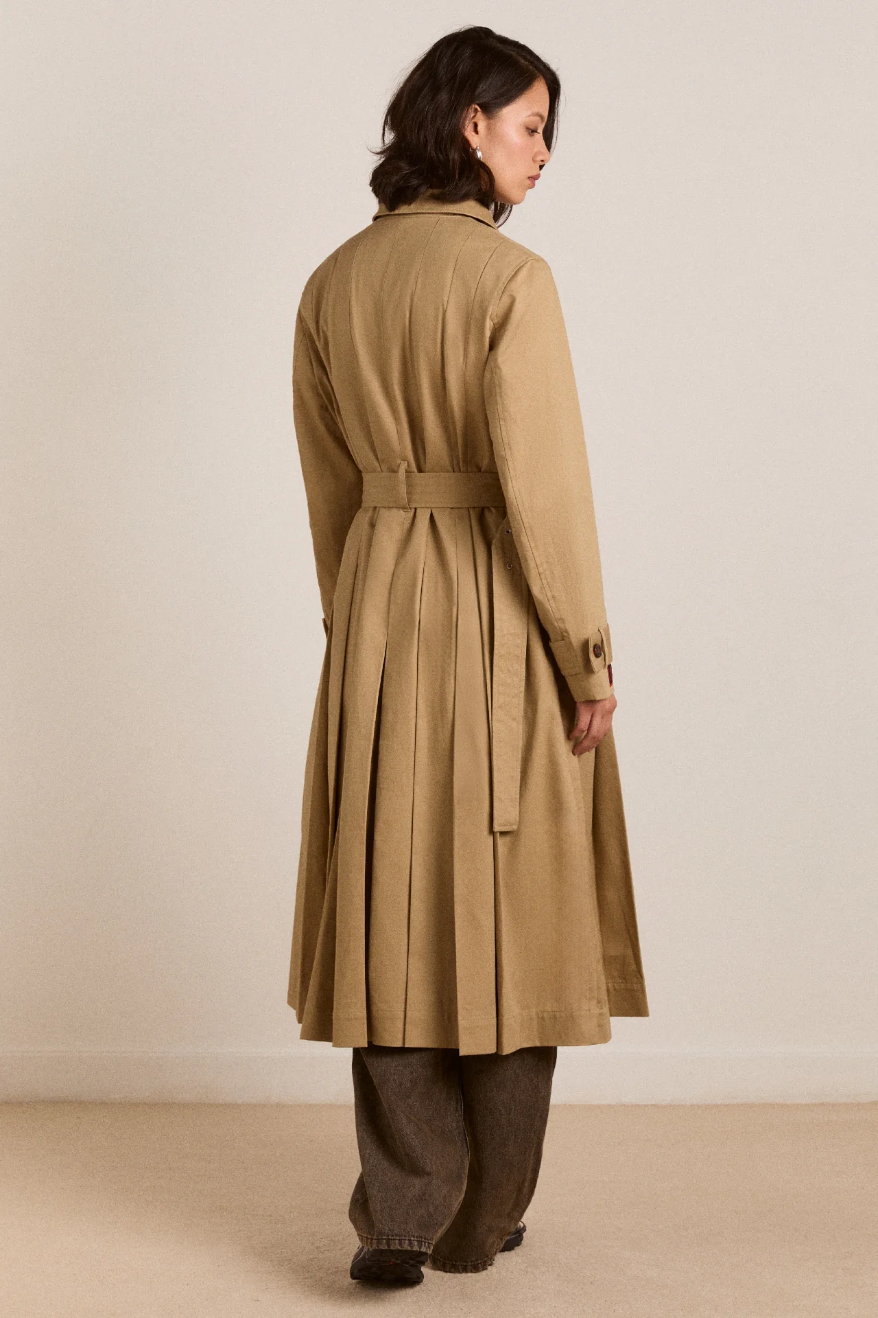 Sofia Pleated Trench - Light Stone