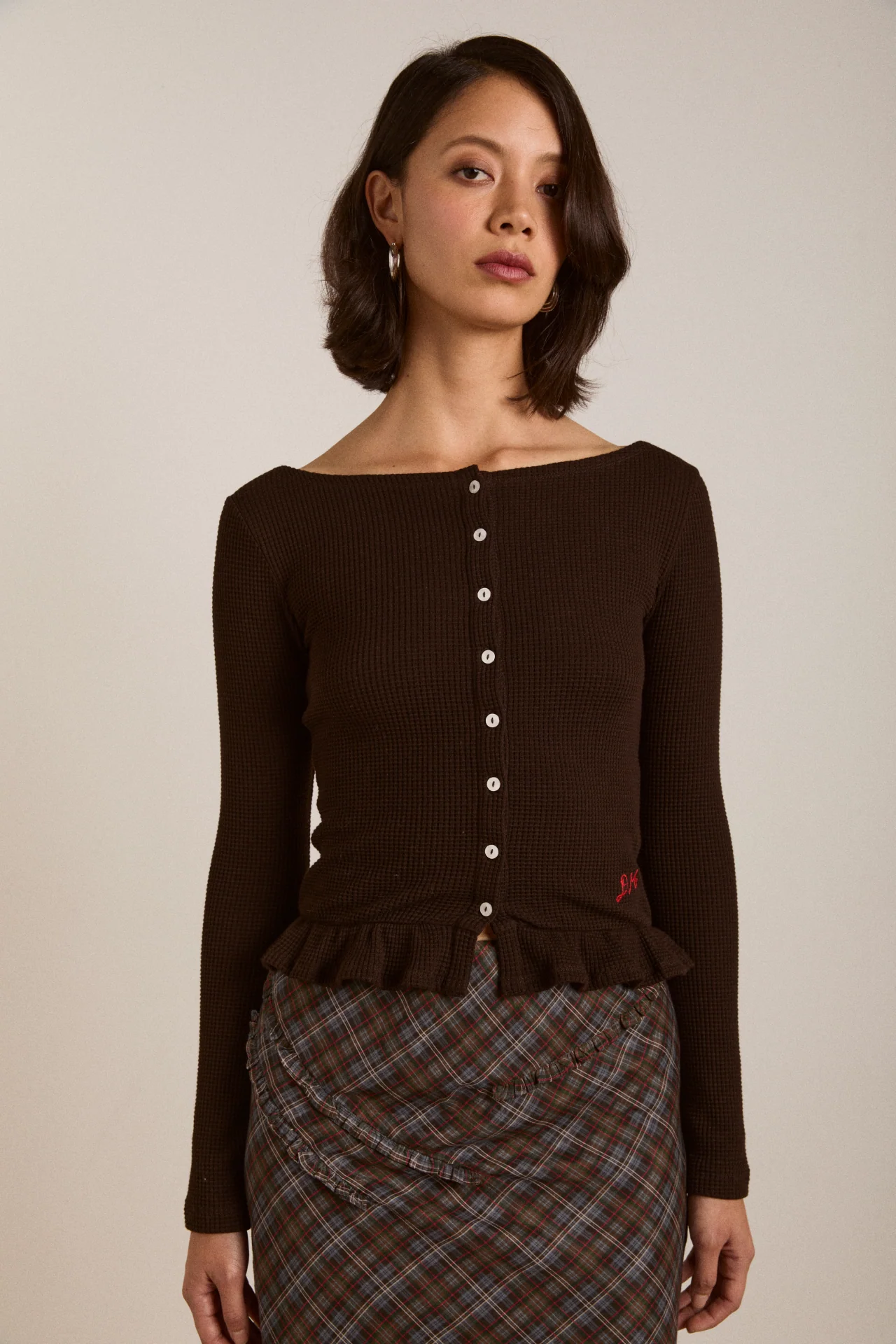 Marjorie Waffle Top - Brown