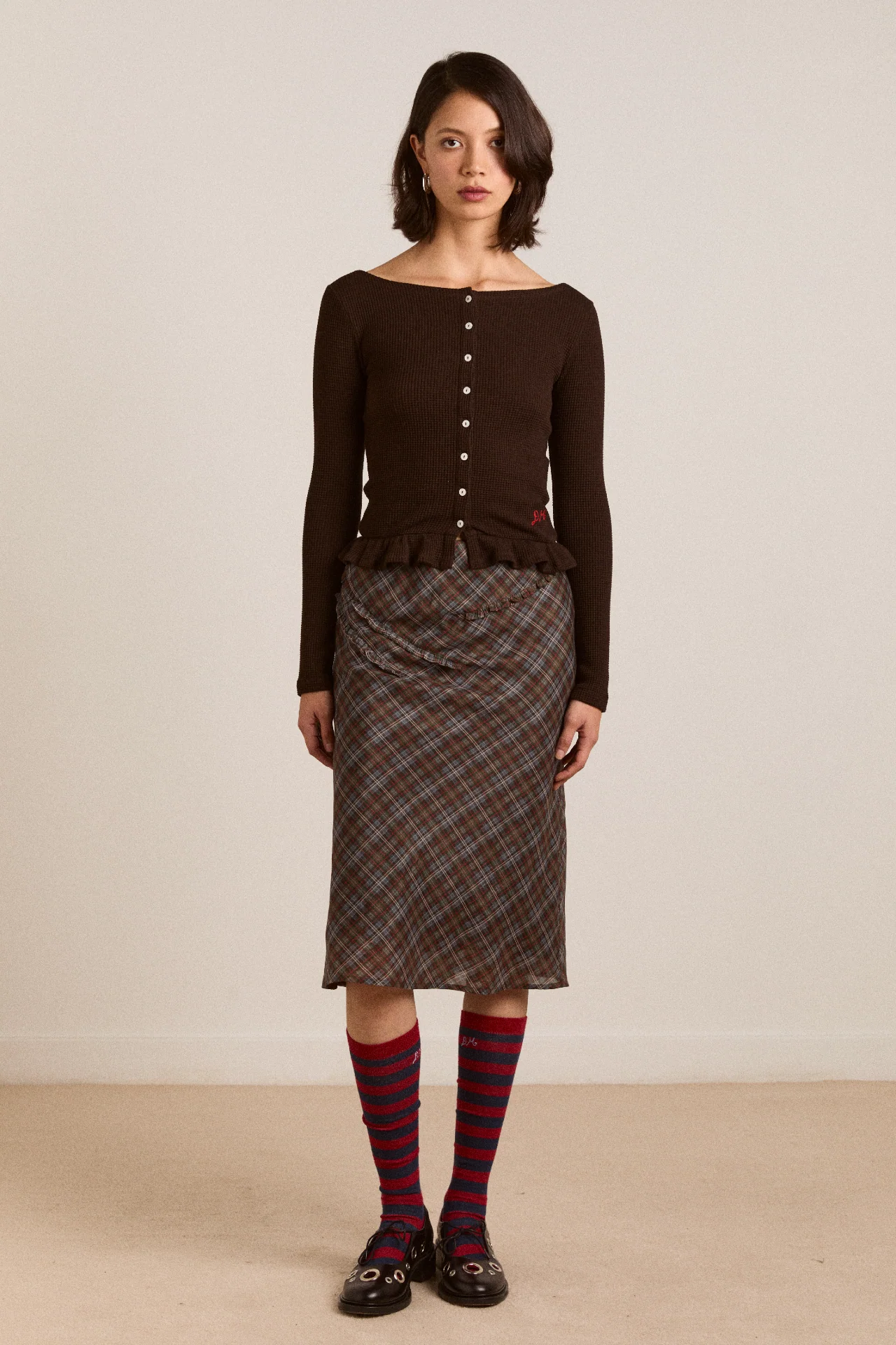Marjorie Waffle Top - Brown