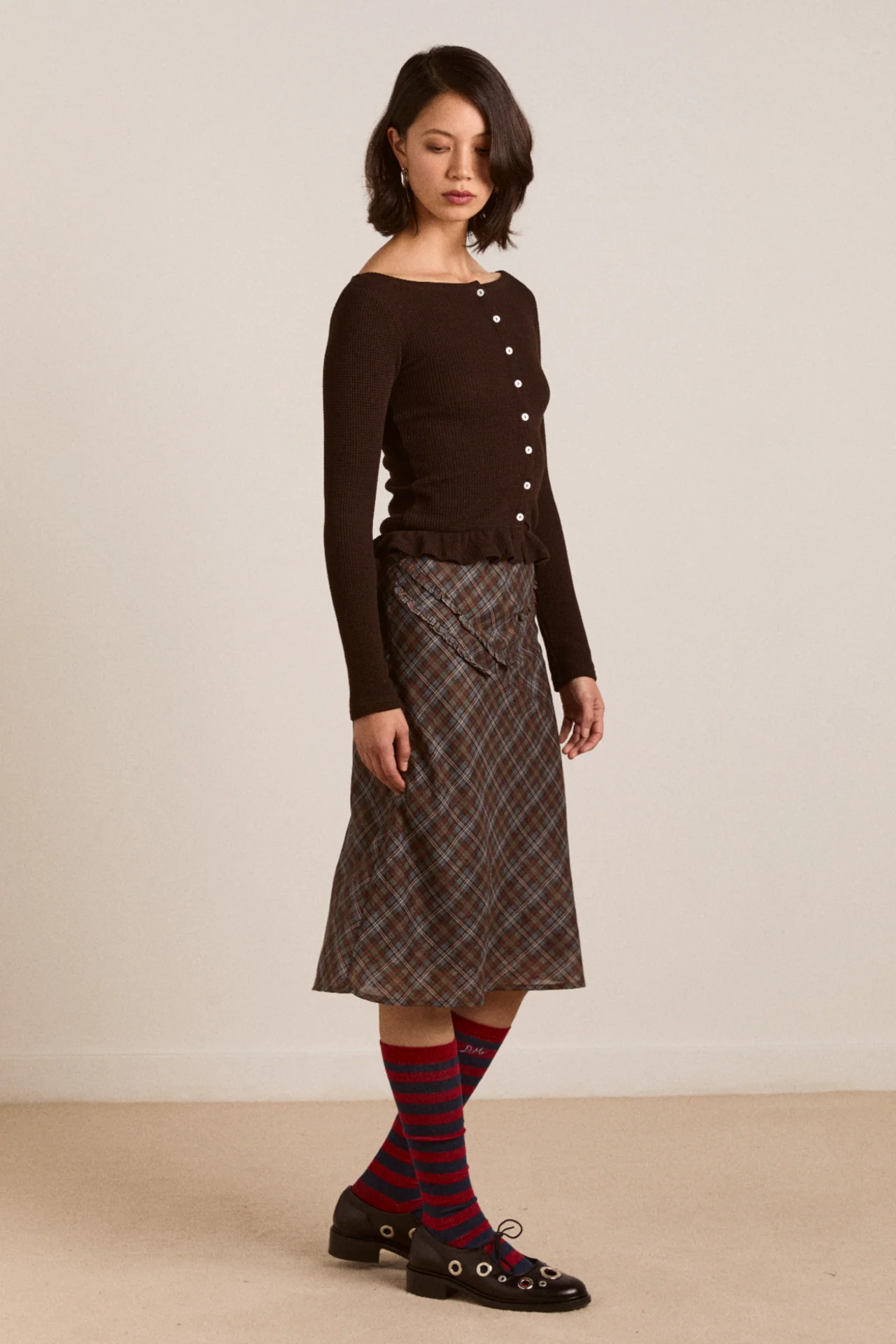 Marjorie Waffle Top - Brown