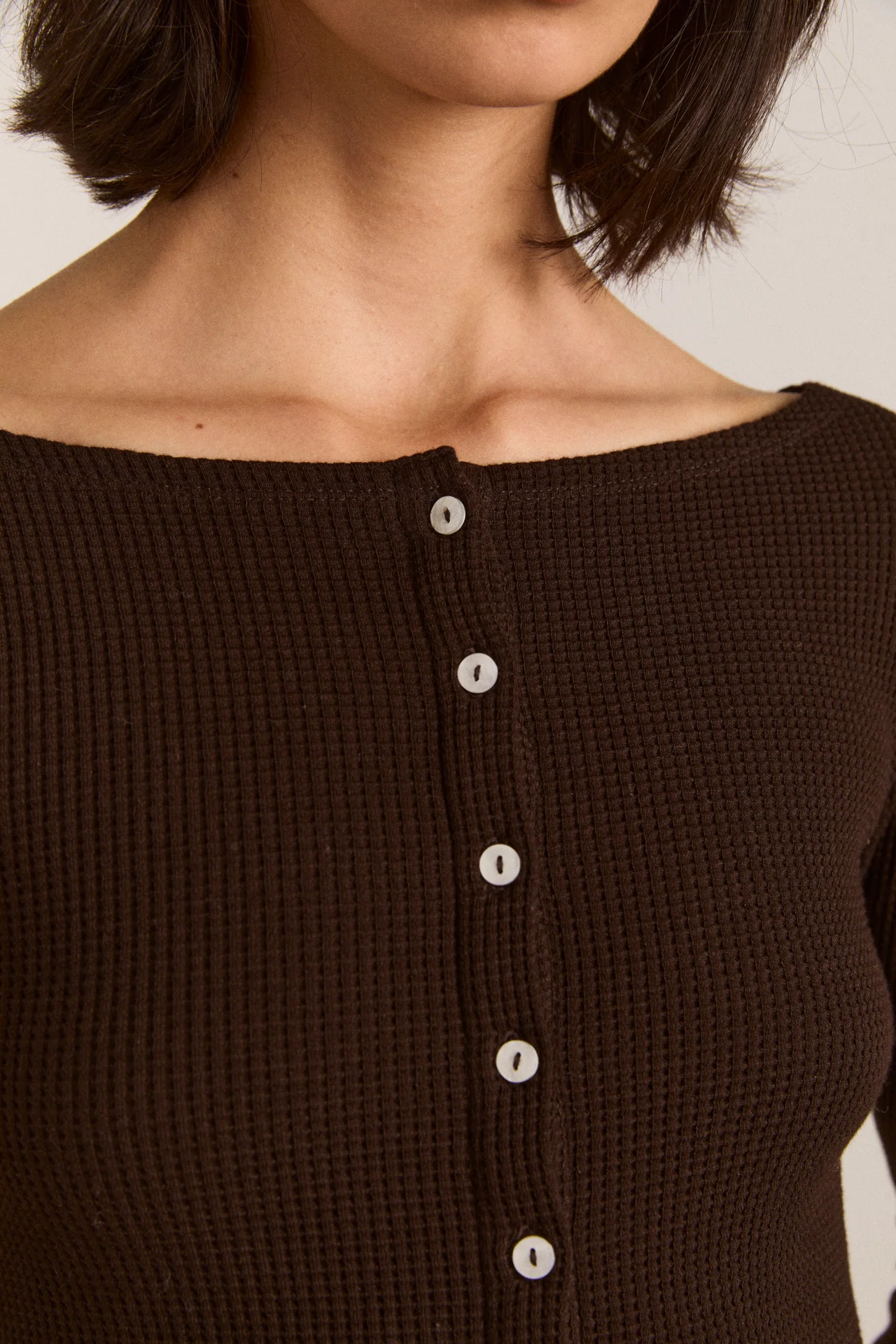 Marjorie Waffle Top - Brown