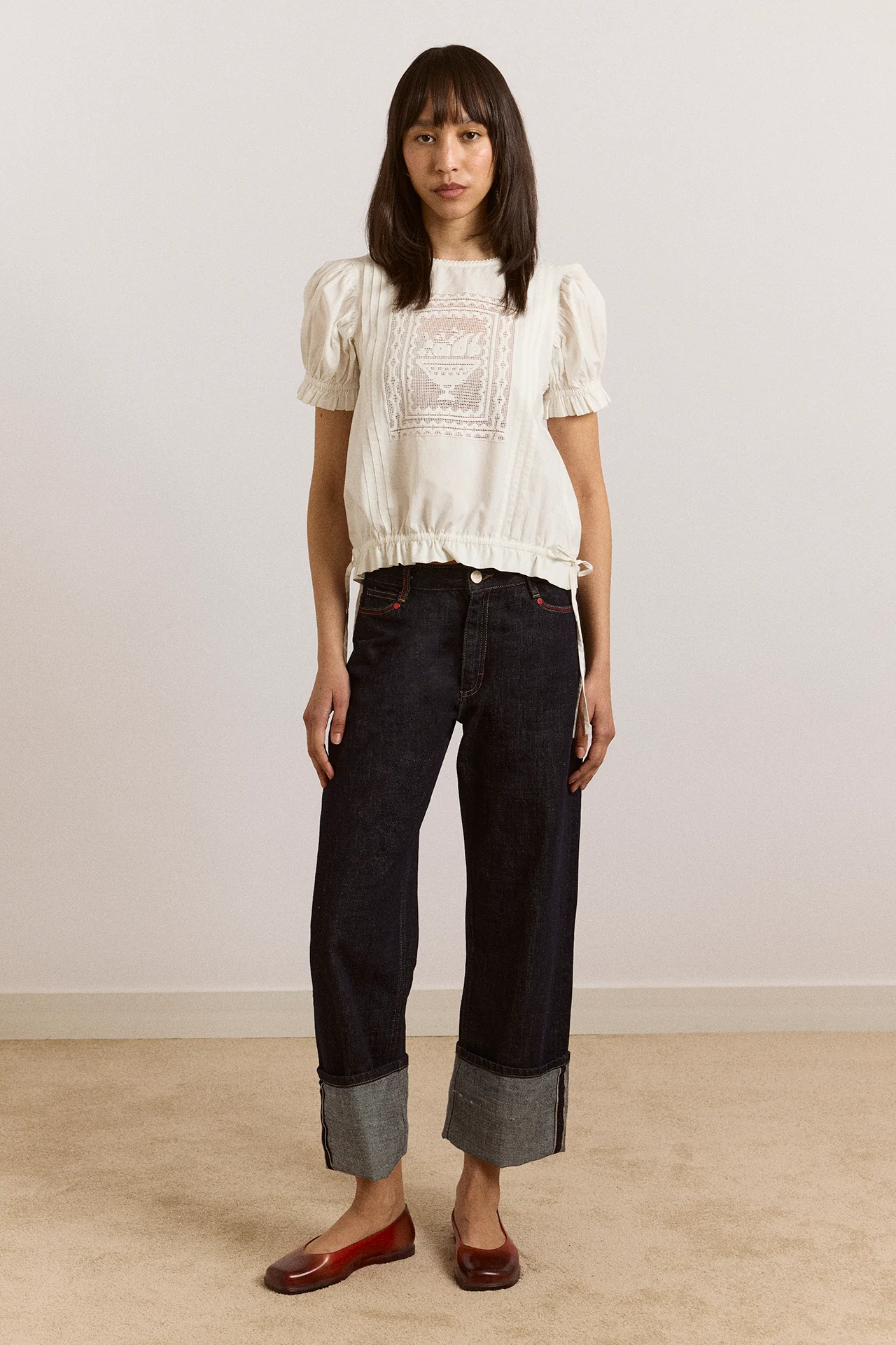 Mabel Lace Insert Blouse - White
