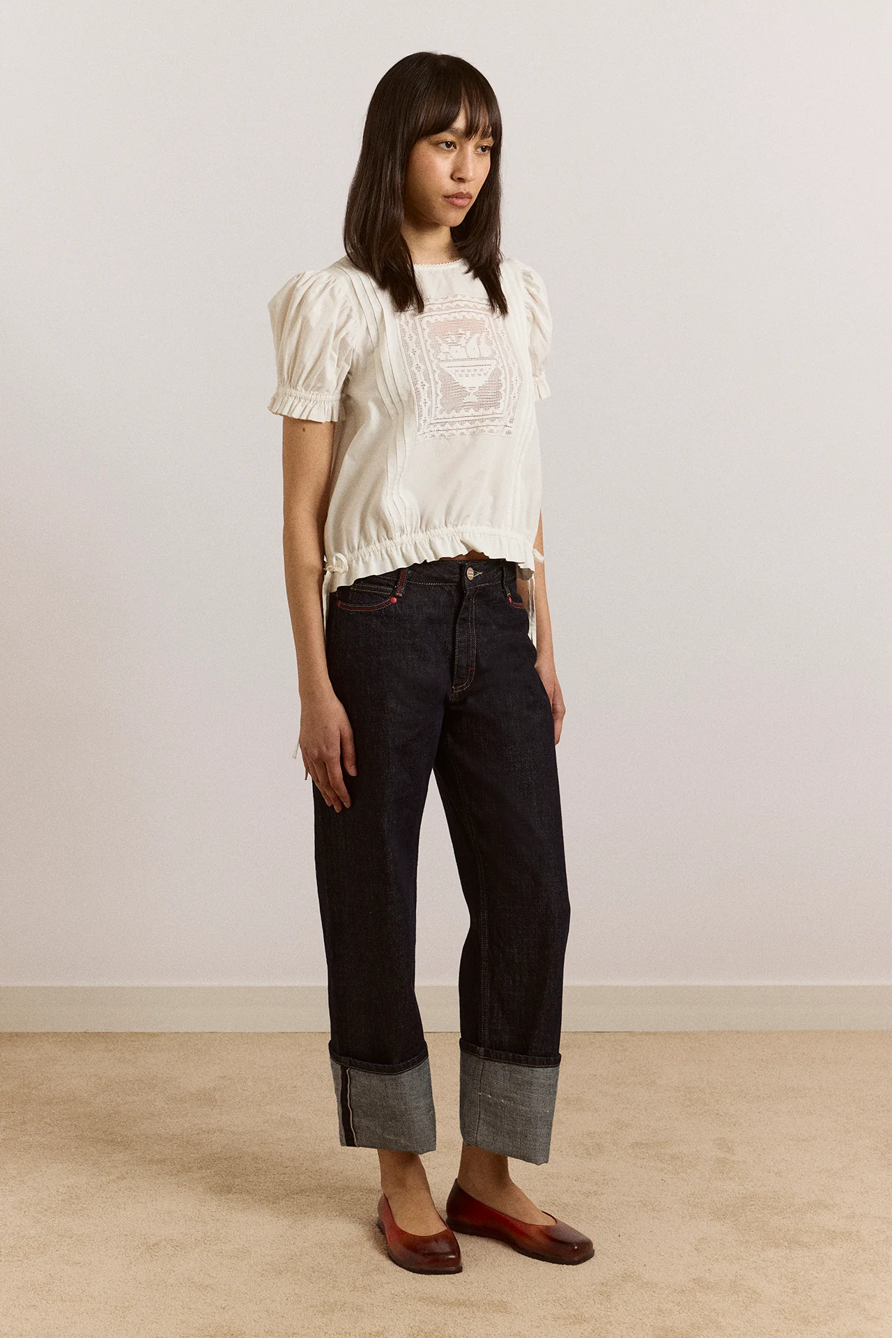 Mabel Lace Insert Blouse - White