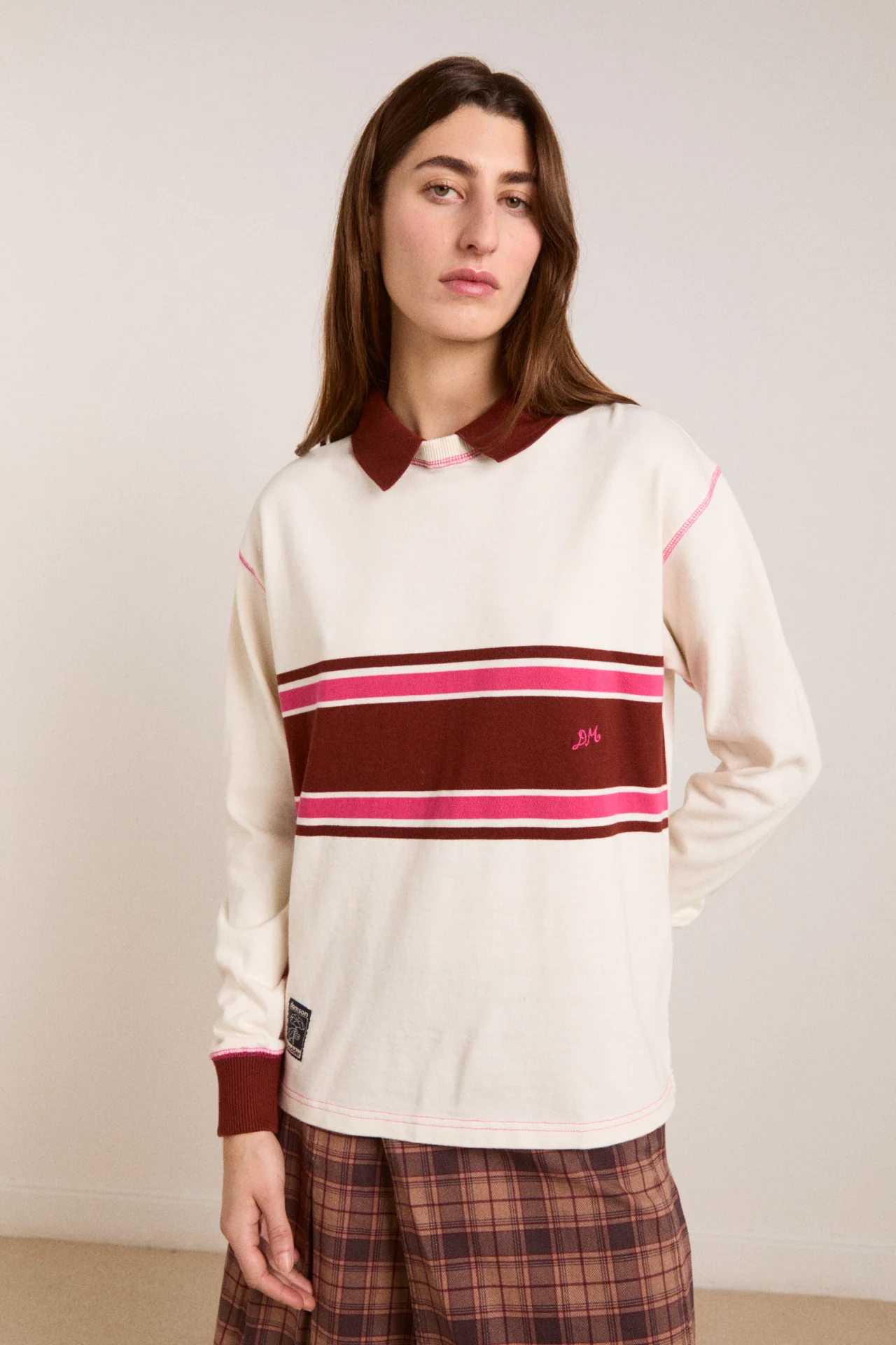 Olina Placement Stripe Rugby - Ecru