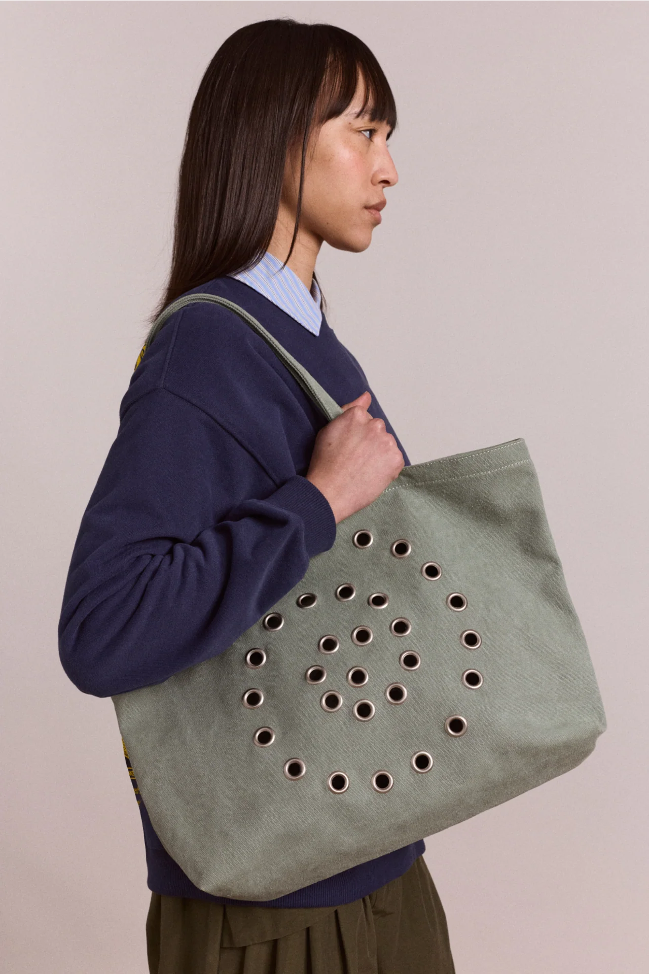 Raine Swirly Eyelet Tote Bag - Mint