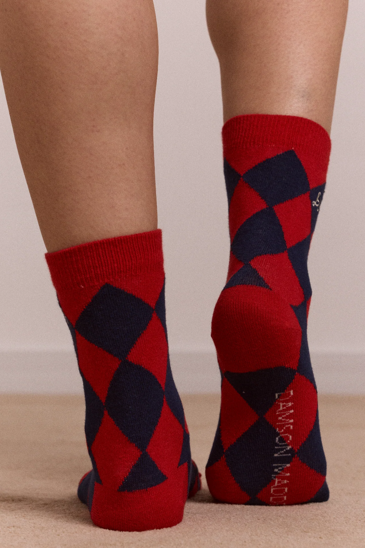 40-calf-length-socks-navy-red-harlequin-3.webp Calf Length Socks - Navy & Red Harlequin