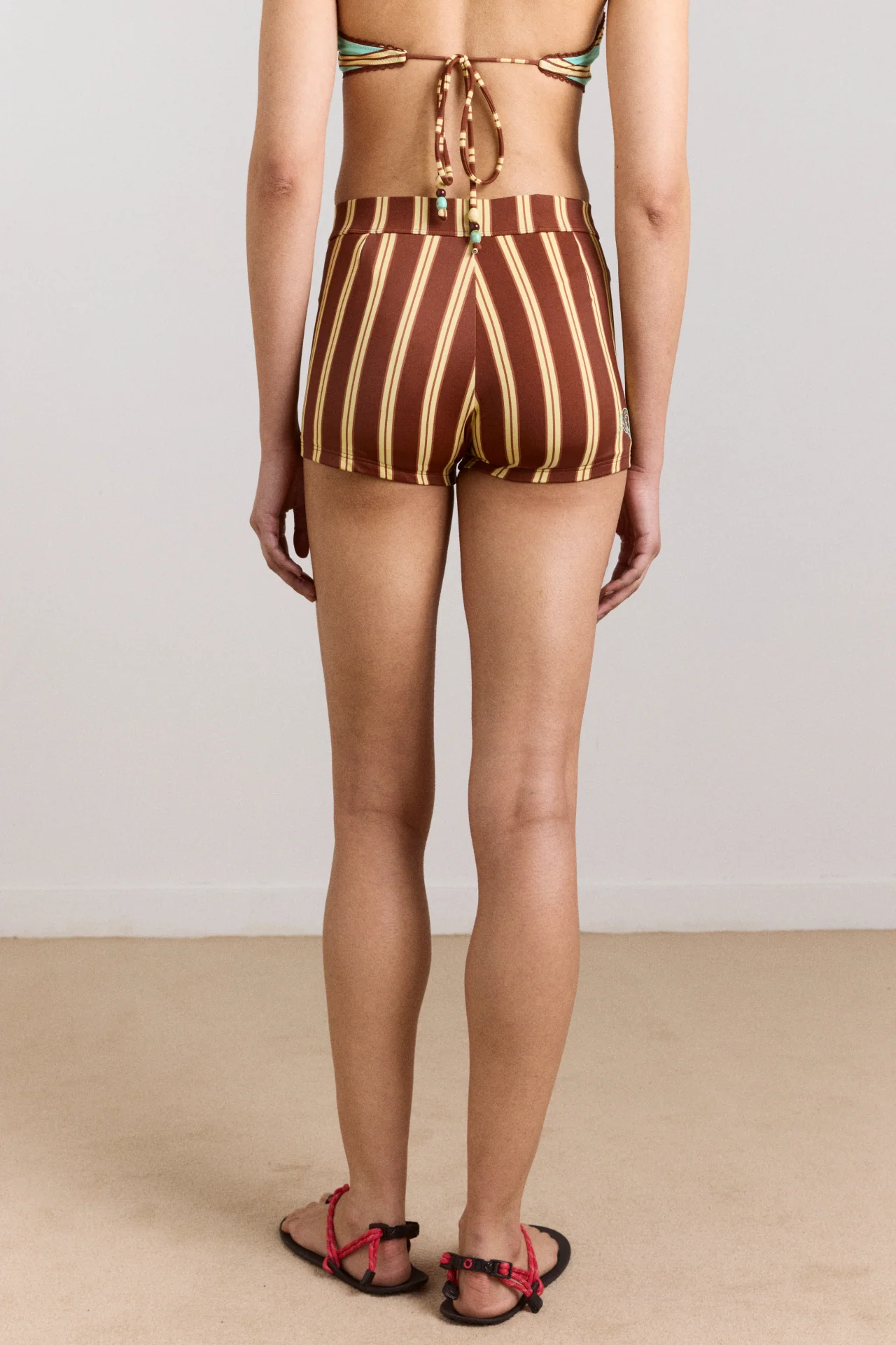 Trudi Boy Short - Brown Stripe Print