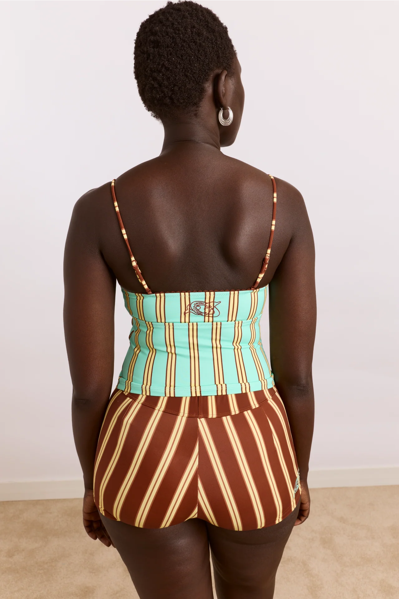 Trudi Boy Short - Brown Stripe Print