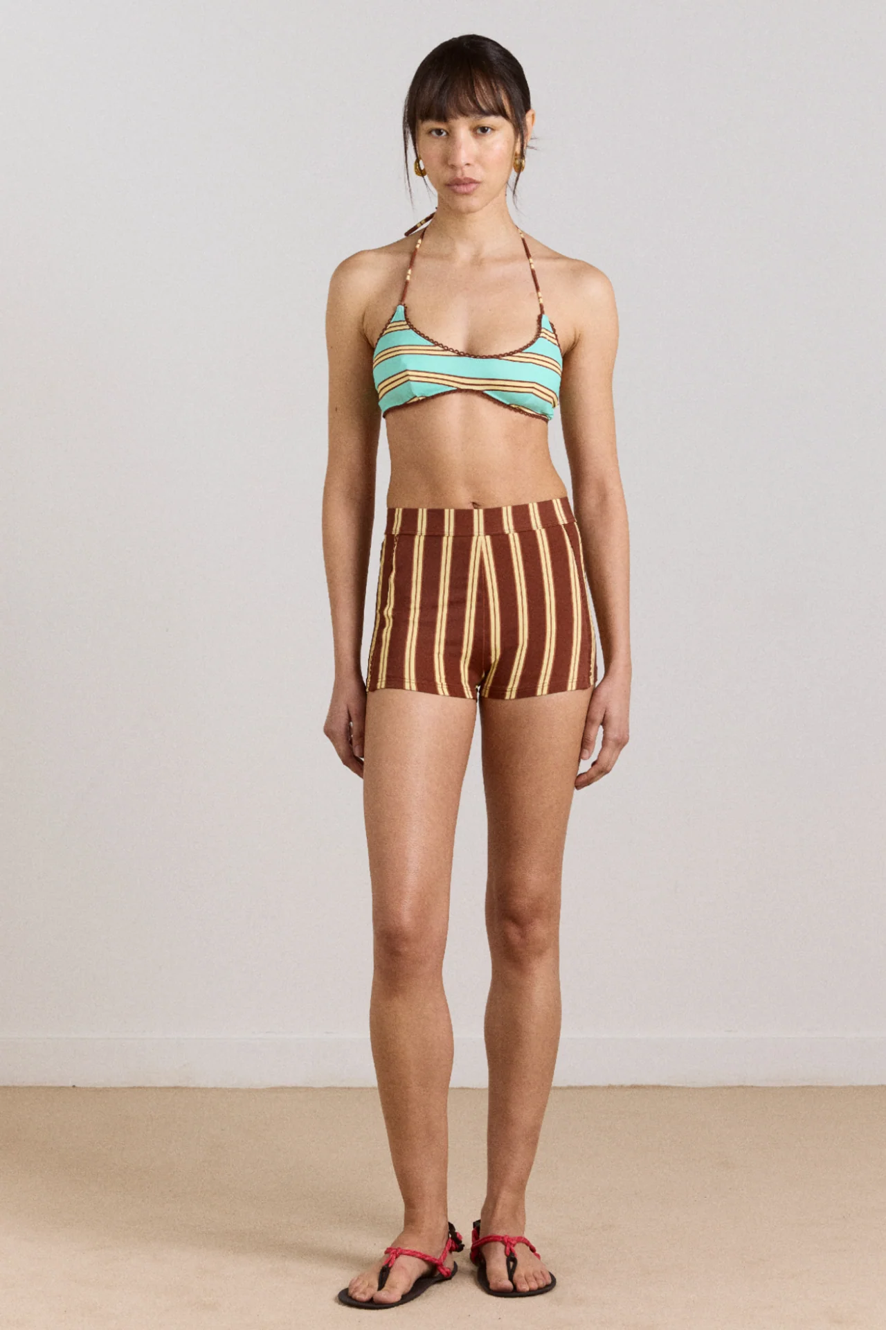 Trudi Boy Short - Brown Stripe Print