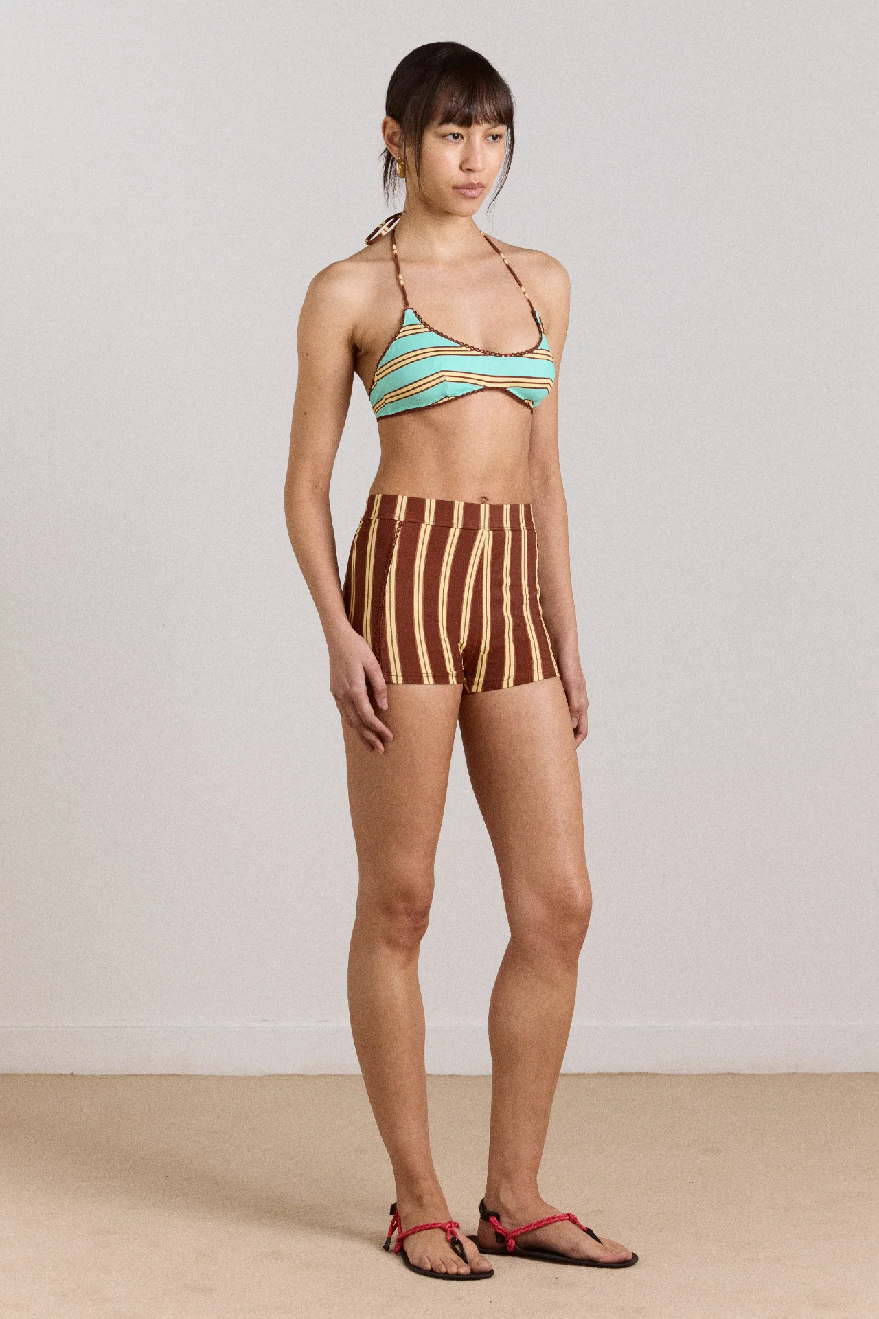 Trudi Boy Short - Brown Stripe Print
