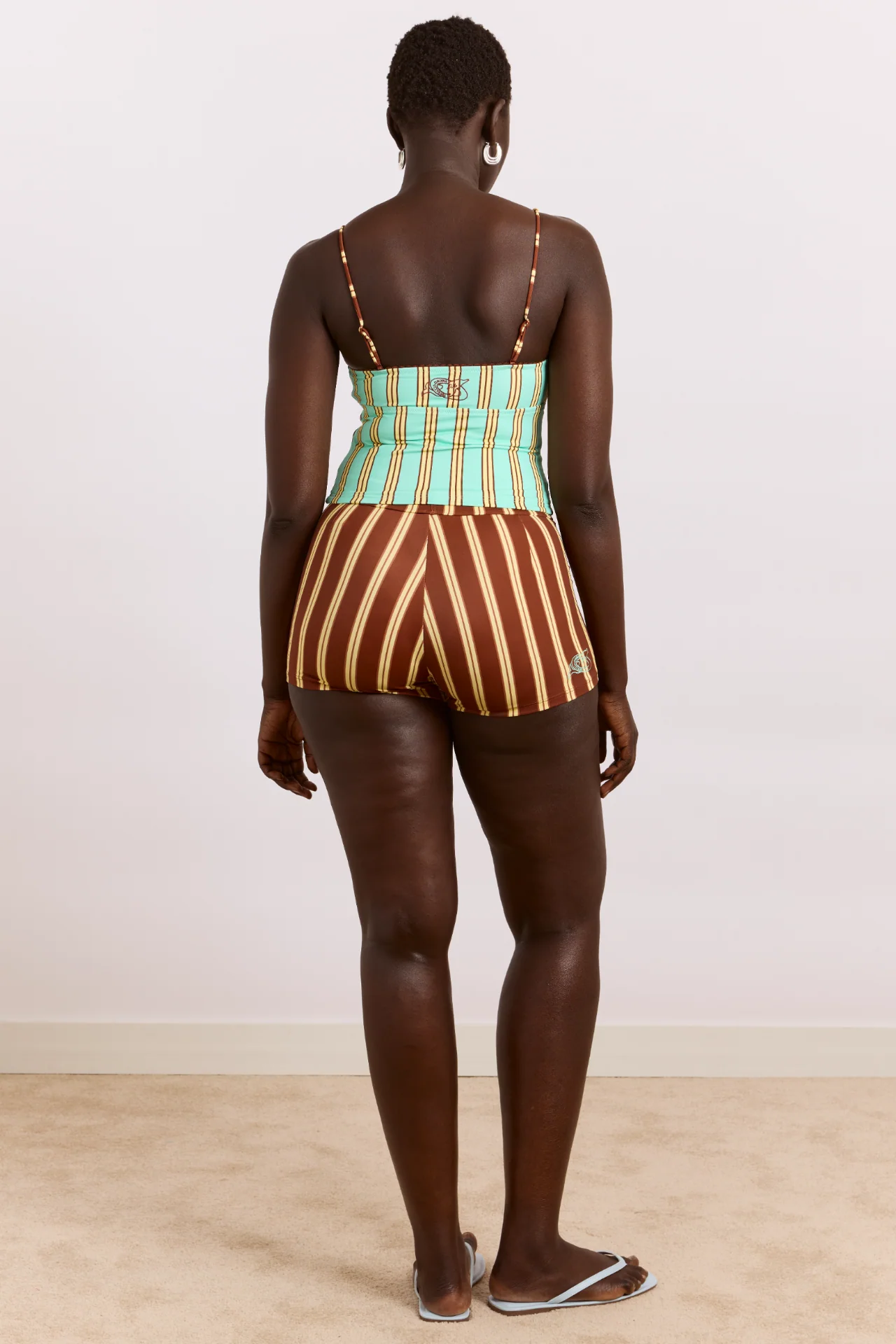 Trudi Boy Short - Brown Stripe Print